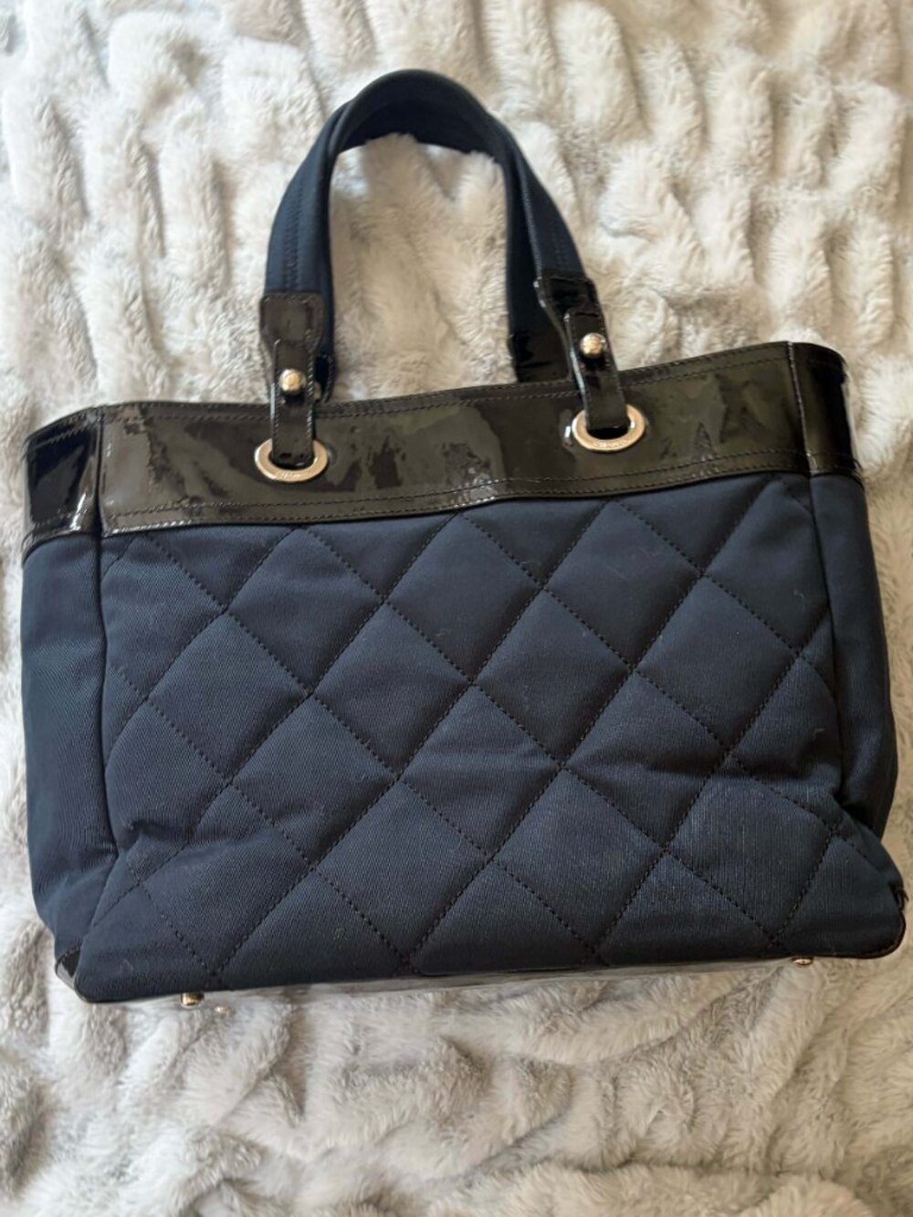 Chanel Paris-Biarritz Quilted Canvas and Patent Leather CC Tote - Picture 2 of 11